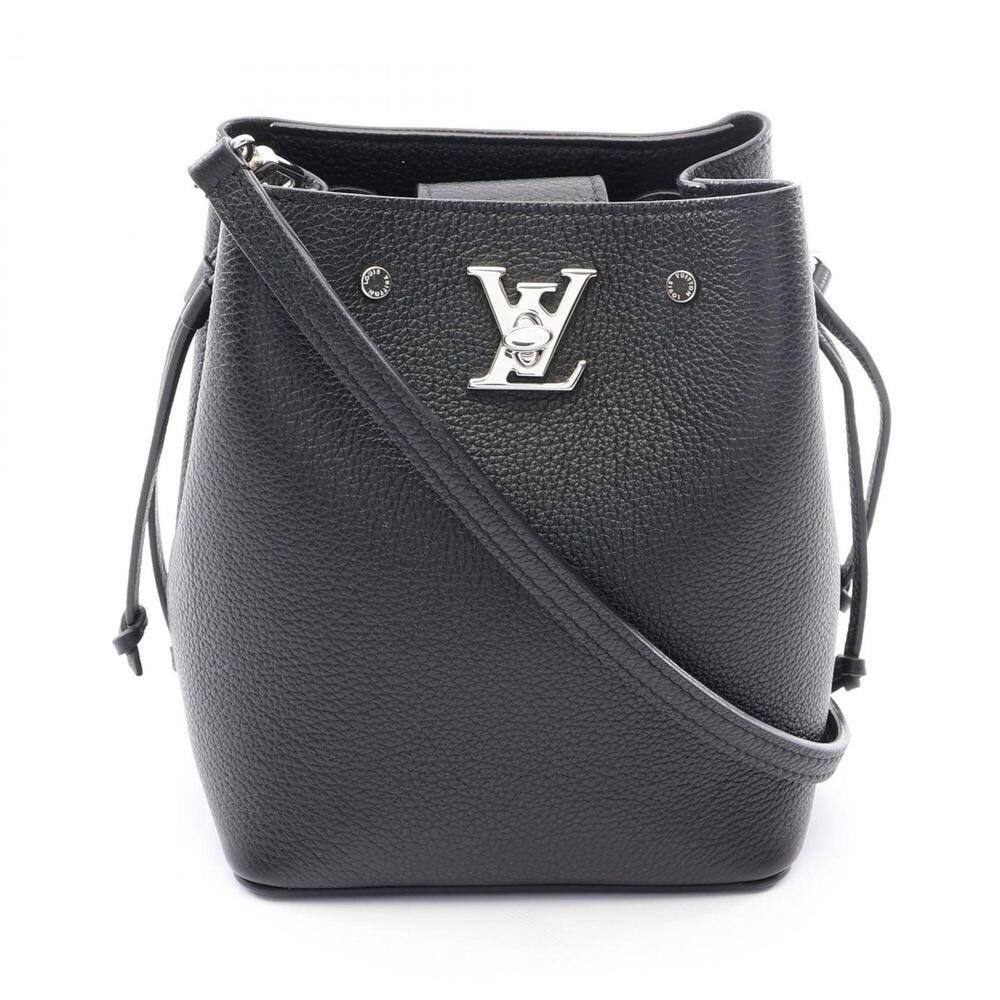 Louis Vuitton Nano Lockme Bucket Noir Shoulder Bag Handbag Leather Women's Bl...